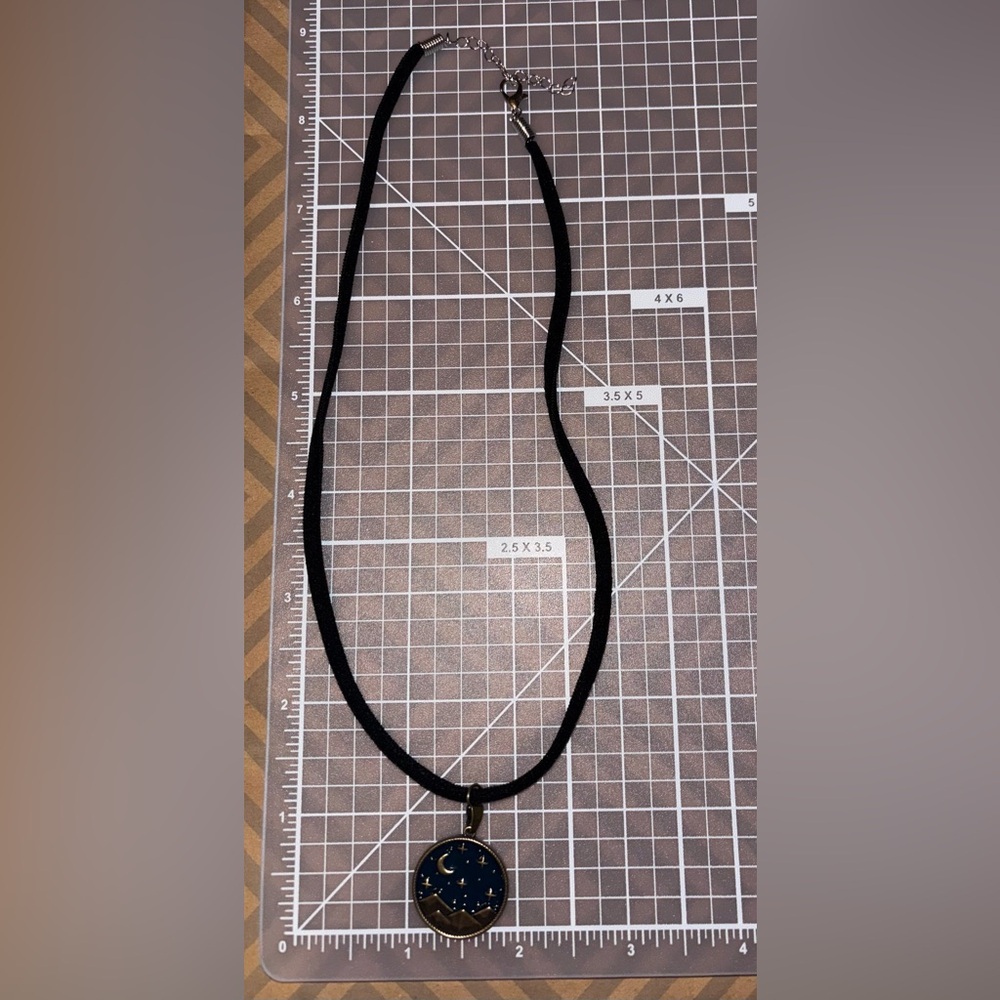 Night Sky Mountain Pendant On Stretchy Choker
